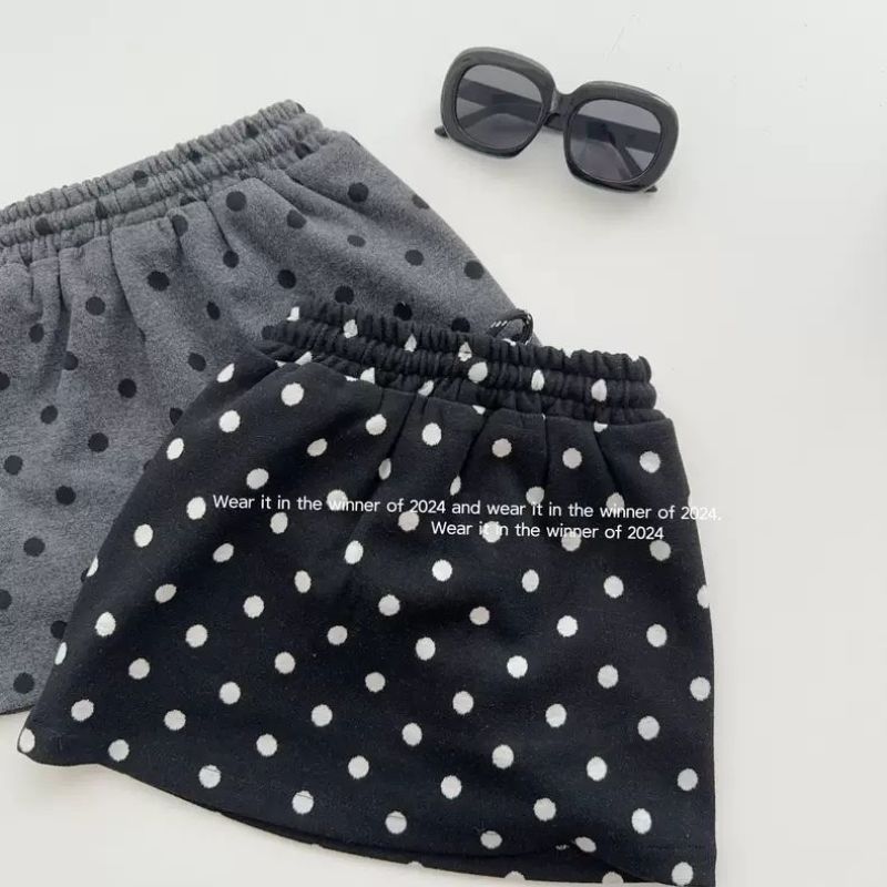 儿童韩版半身裙2024秋冬新款宝宝时髦百搭圆点短裙女童防走光裙裤