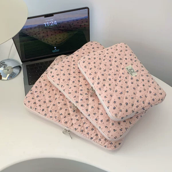 Women's New Korean-Style Floral Fashion Computer Bag 11inch Tablet Bag 13inch 15inch Laptop Storage Bag