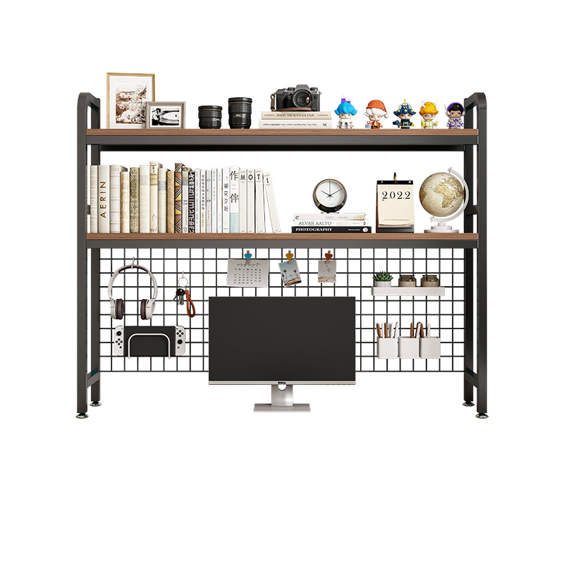 Estante de almacenamiento de escritorio con rejilla estantería de escritorio multi-capa estante de hierro estudiante computadora escritorio agujero tablero