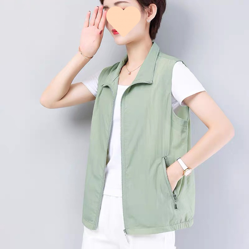 Women's Summer Thin Vest, Middle-Aged Mother's Casual Sunbathing Jacket, Short Vest
