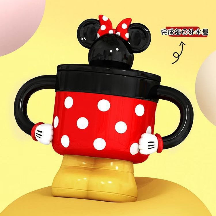 Estricta selección de 3D creativo Mickey Minnie cerámica mitad encantador taza de café pareja de dibujos animados taza de agua Mickey Mouse