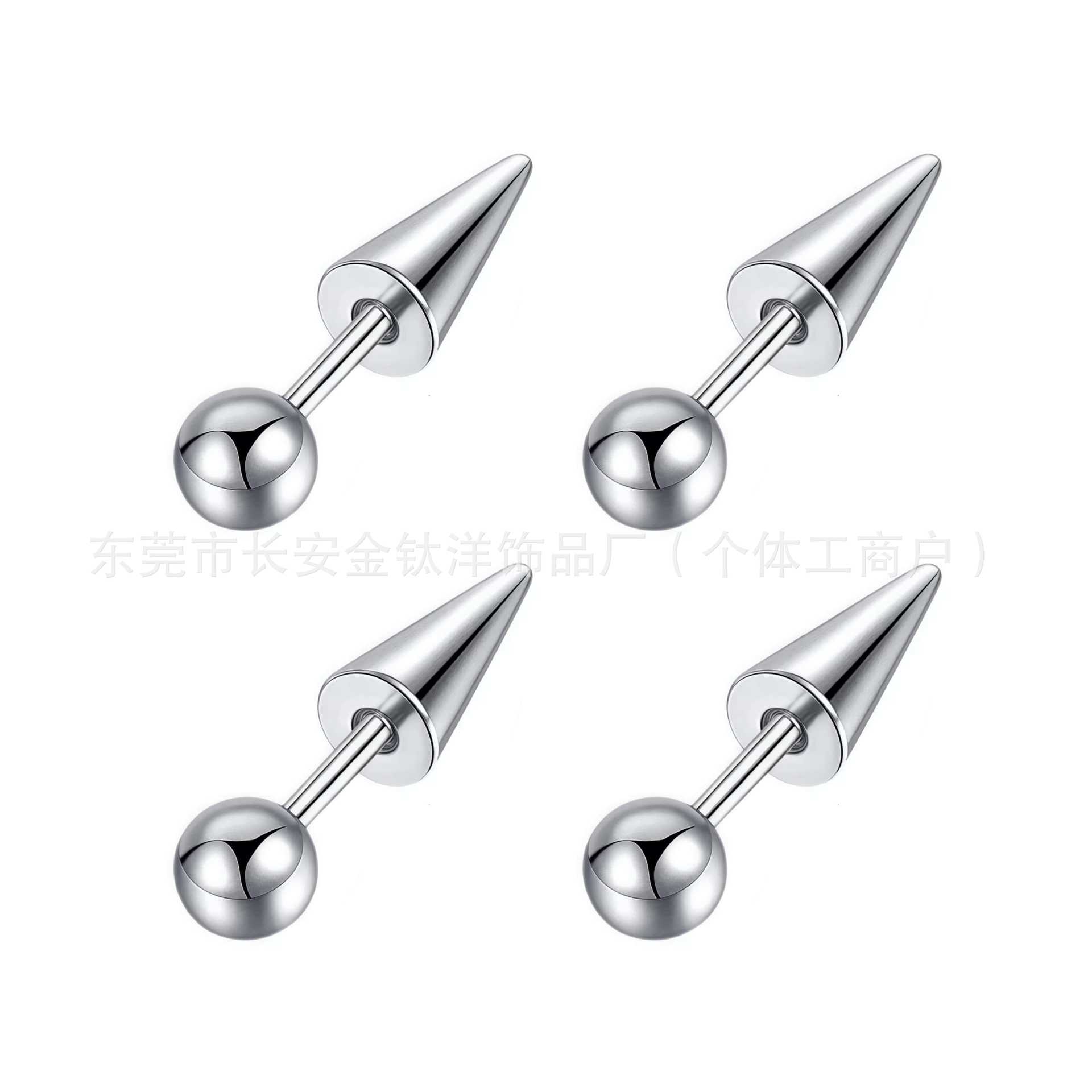 F136 Titanium Internally Threaded Double-Ended Pointed Ball Ear Studs - Cartilage Earrings for Helix Tragus Piercing detail image 8