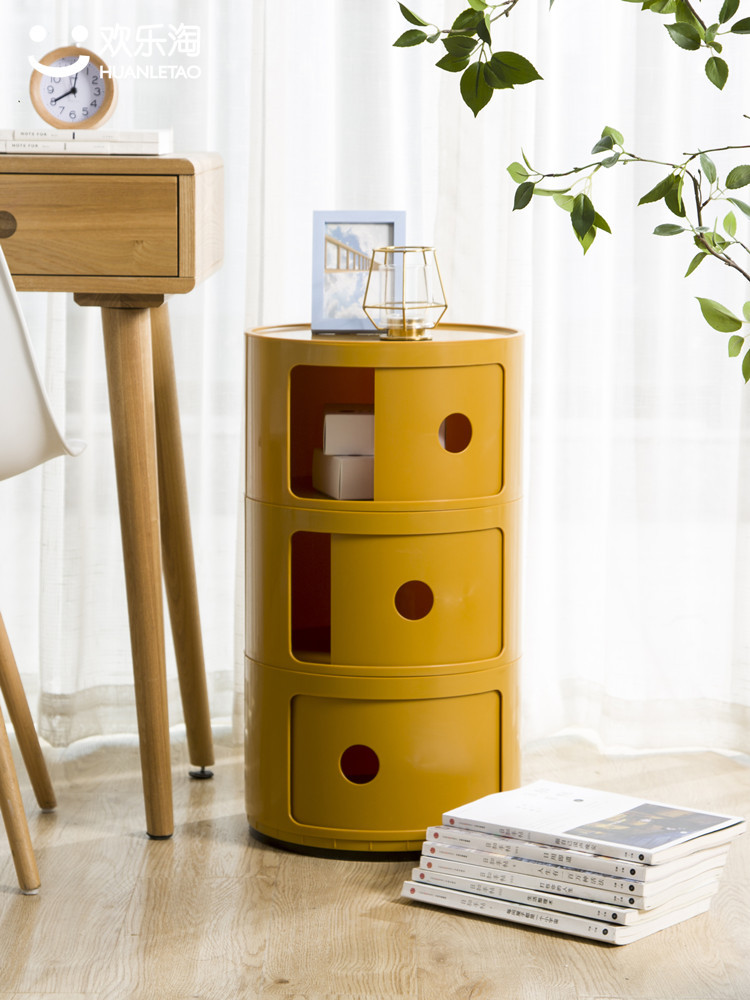 Mini Instagram-style small bedside cabinet, plastic, trendy round storage cabinet for bedroom corners, minimalist modern Scandinavian storage cabinet