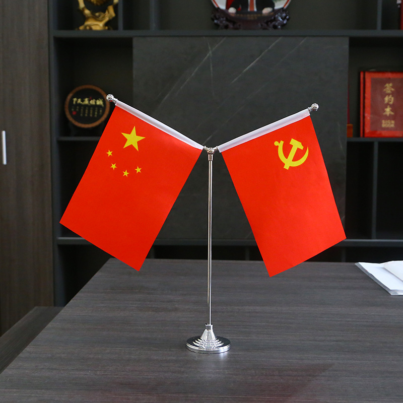 wholesale Y- to work in an office desktop flagpole Stainless steel Metal Flag stand Tables swing Meeting Room party flag National flag pole