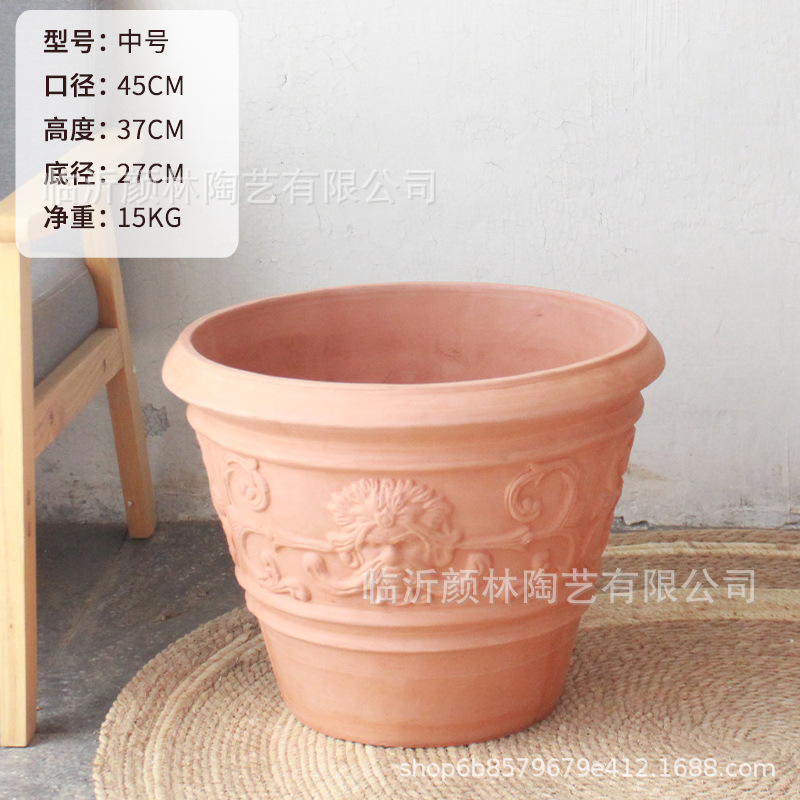 Número medio de la maceta de cerámica Roja en relieve