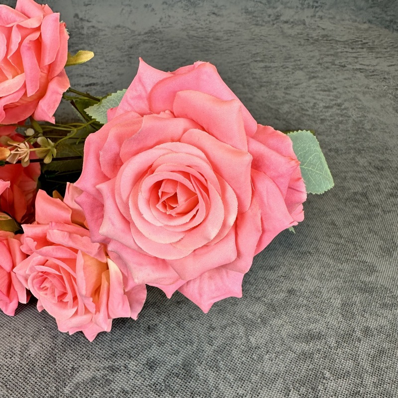 7-Cabeza de diamante Rosa flor artificial boda Hotel decoración ramo hogar boda habitación decoración flor falsa Flor de seda al por mayor