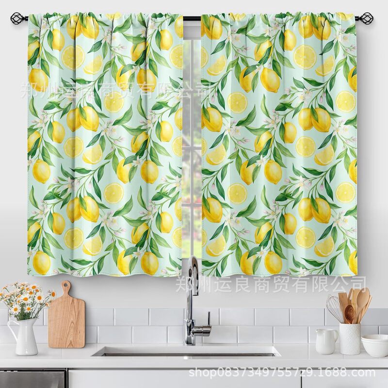 Amazon Temu best-selling fruit lemon curtains for bedroom, kitchen, coffee shop, dustproof curtains, window decoration curtains, hanging curtains Amazon Temu best-selling fruit lemon curtains for bedroom, kitchen, coffee shop, dustproof curtains, window decoration curtains, hanging curtains