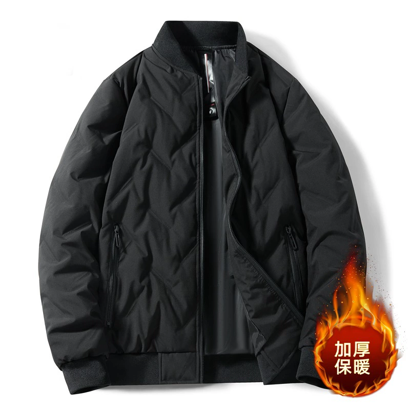 Серый утка пуховик пальто 2024 зимний новый пуховик бизнес повседневный бейсбольный воротник кардиган бейсбольный костюм топ