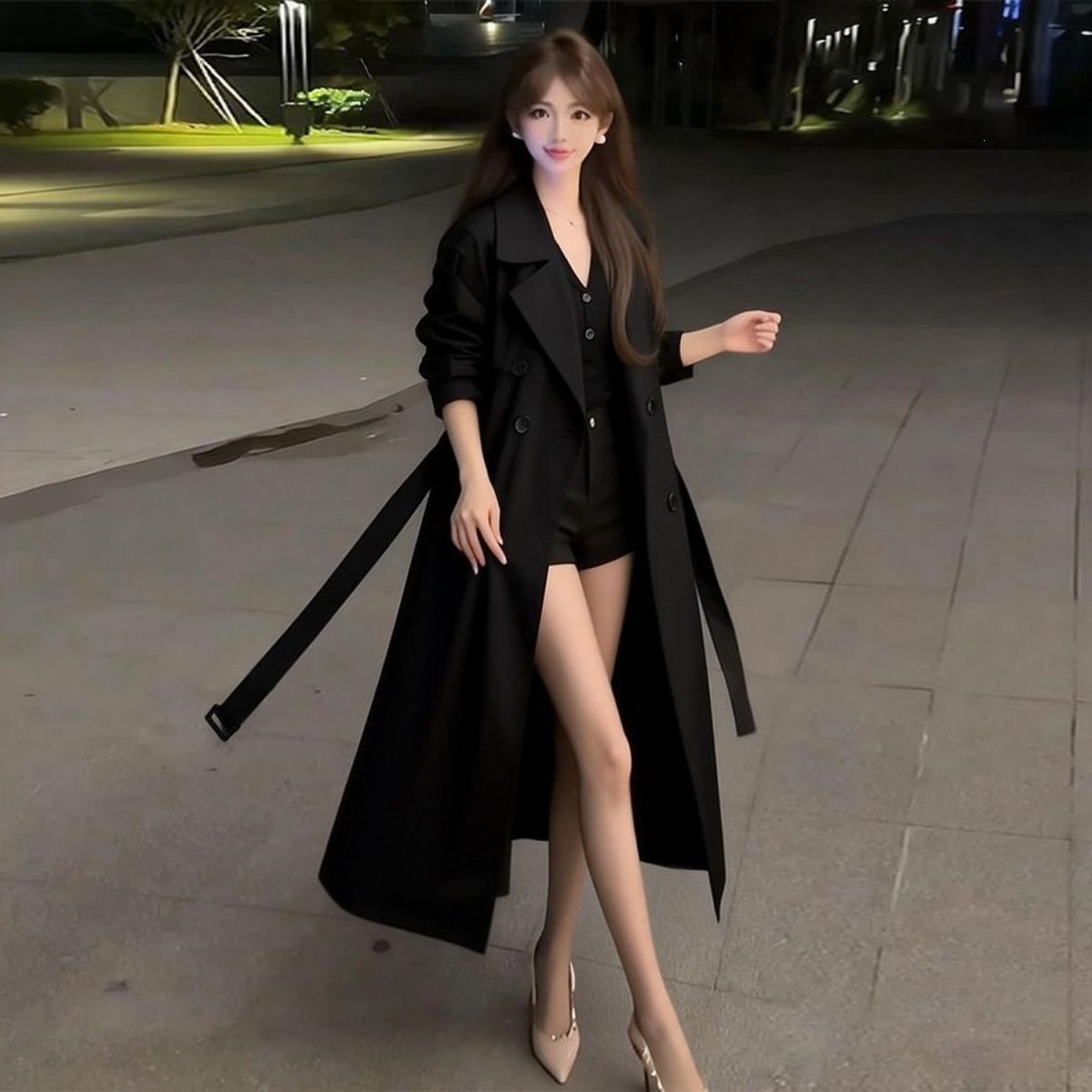 英伦风复古高级感卡其色风衣外套中长款小个子春秋款韩版休闲大衣