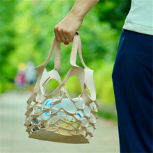 韩版创意皮革网兜手提袋  简约便携可折叠垫子 日常购物休闲网袋