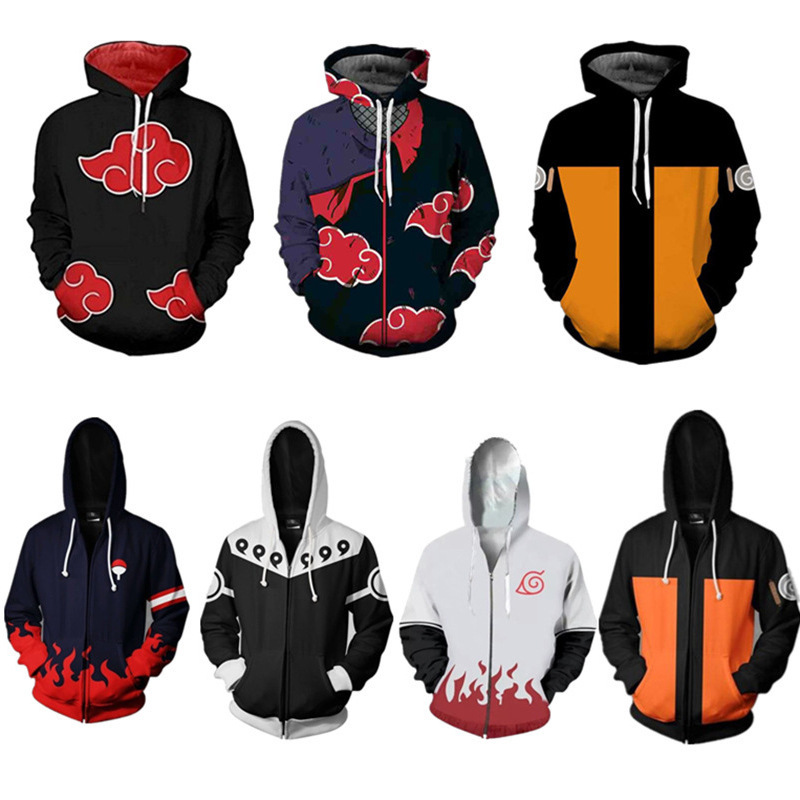 2025 Anime Naruto Sweatshirt Cosplay Anime Naruto Peripheral 3D Digital Printing Hooded Cardigan Supply