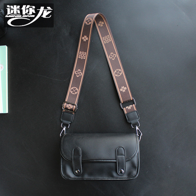 Mini Dragon Brand Light Luxury Designer Men's Soft Leather Bag, Trendy Horizontal Camera Bag, Street Style Crossbody Bag