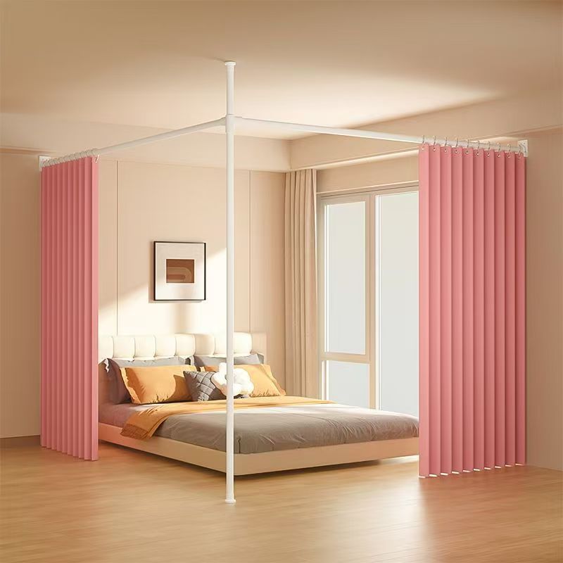 Instalación simple dormitorio alquiler cortina de partición sin agujeros cortina de sombra en forma de L cama de división interior salón de belleza