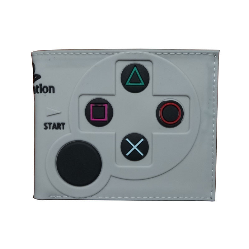 Cartera PSP, botón de control de patrón de mango de juegos, cartera corta de dos plegas, cartera PU juvenil