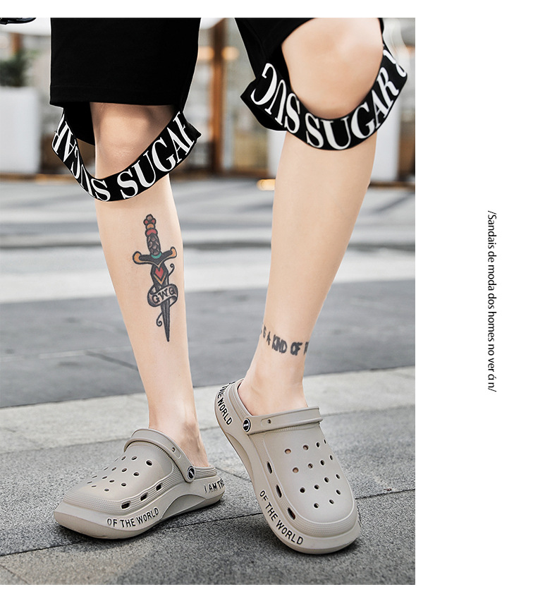 Loch Schuhe Herren Sommer Neue Dicke Sohlen Oberbekleidung Baotou Hausschuhe Rutschfeste Herren Sandalen Strandschuhe Sandale_voghion.com