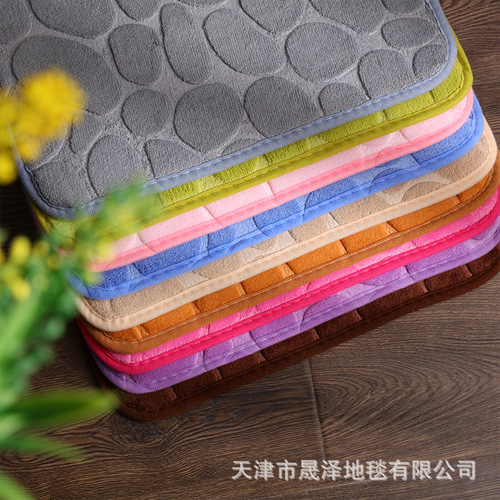 Floral Eggstone Coral Velvet Bathroom Mat Cross-border 3D Memory Texture Sponge Non-slip Absorbent Entrance Mat