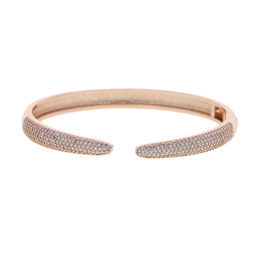 Adjustable Minimalist Zircon Bangle Women's Trendy Diamond Jewelry_voghion.com