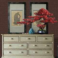 新中式紅楓樹禪意迎客松室內擺件客廳玄關櫃博古架家居軟裝飾