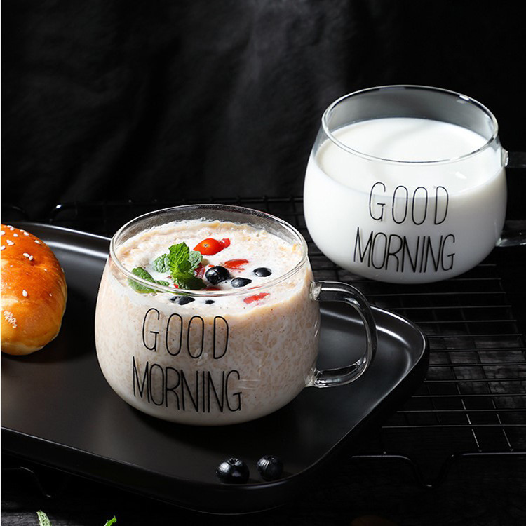 现货供应早餐杯玻璃牛奶透明咖啡燕麦杯茶杯麦片带手柄