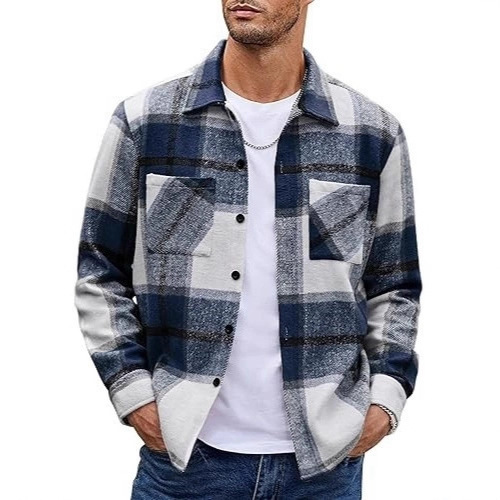 Men's European and American new products plaid casual long-sleeved shirt coat casual all-matching