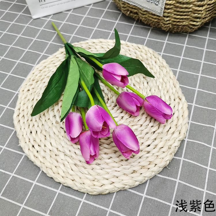 En stock al por mayor flor artificial 7 tulipán boda al aire libre paisaje ingeniería decoración flor falsa Comercio exterior ramo artificial