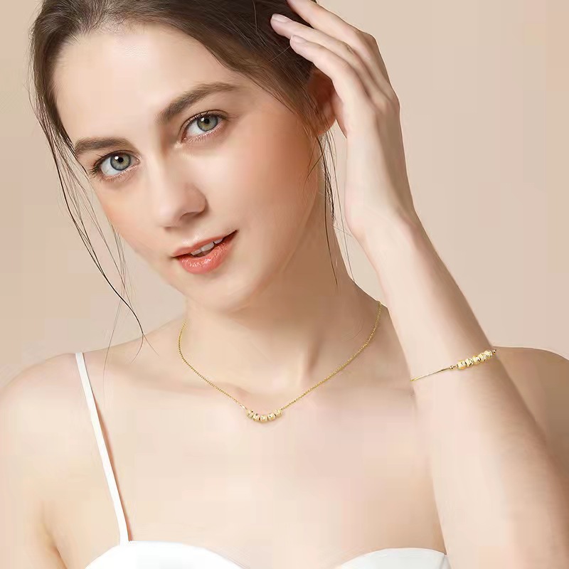 Wufu linmen collar de las mujeres hermosas cuentas de la suerte chapado en oro clavícula cadena moda Luz de lujo temperamento joyería TikTok mismo estilo al por mayor
