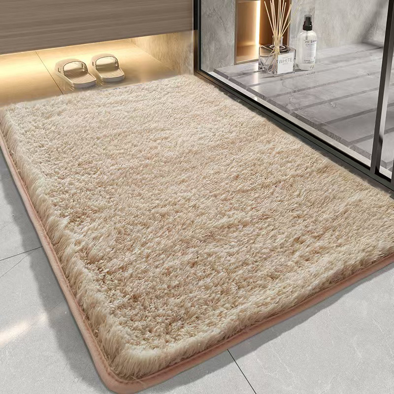 Hermosas alfombras de terciopelo transfronterizas para alfombras de baño de absorción de agua, alfombras de lujo ligeras, alfombras de peluche, alfombras de cama en stock, alfombras