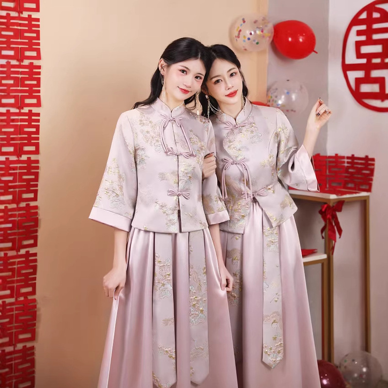 Beautiful Chinese-Style Bridesmaid Dresses 2026 New Retro Sister Group Dress Women's New Chinese-Style Chinese Fashion Beautiful Chinese-Style Bridesmaid Dresses 2026 New Retro Sister Group Dress Women's New Chinese-Style Chinese Fashion