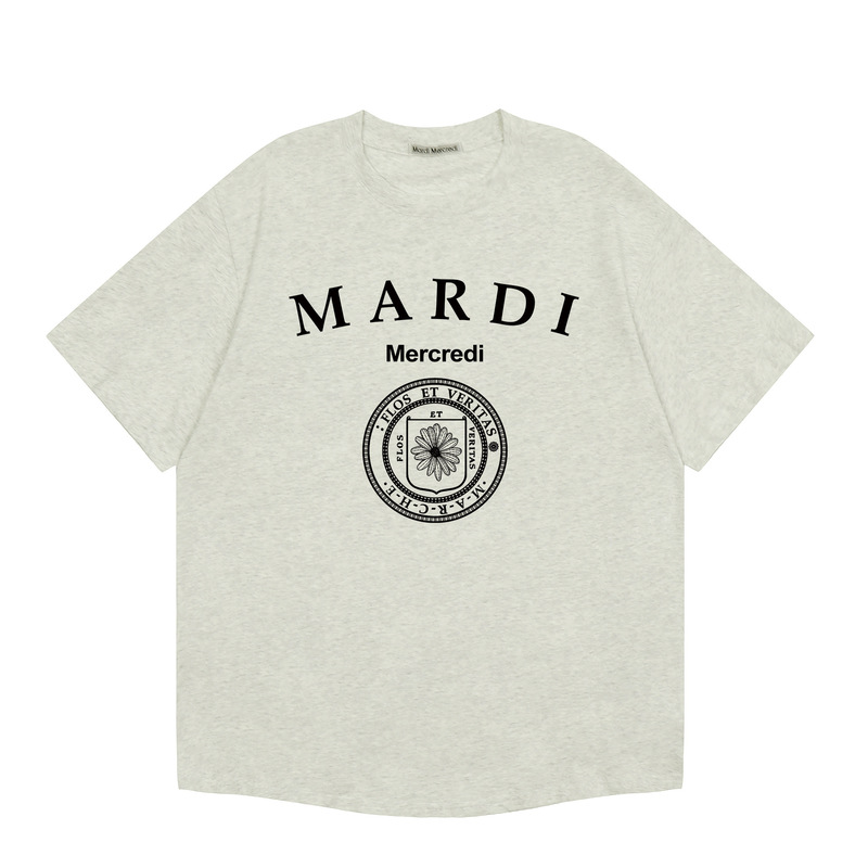 韓国マルディトレンディな半袖フラワープリントゴールドハイシルバー夏ラウンドネック純綿ルーズTシャツトップトレンディ|undefined