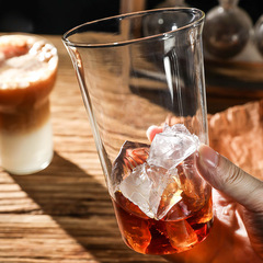 喫茶店の耐高温透明ガラスコップアイスラテコーヒーカップミルクティー冷たい飲み物カップの広口高ホウ素シリコン