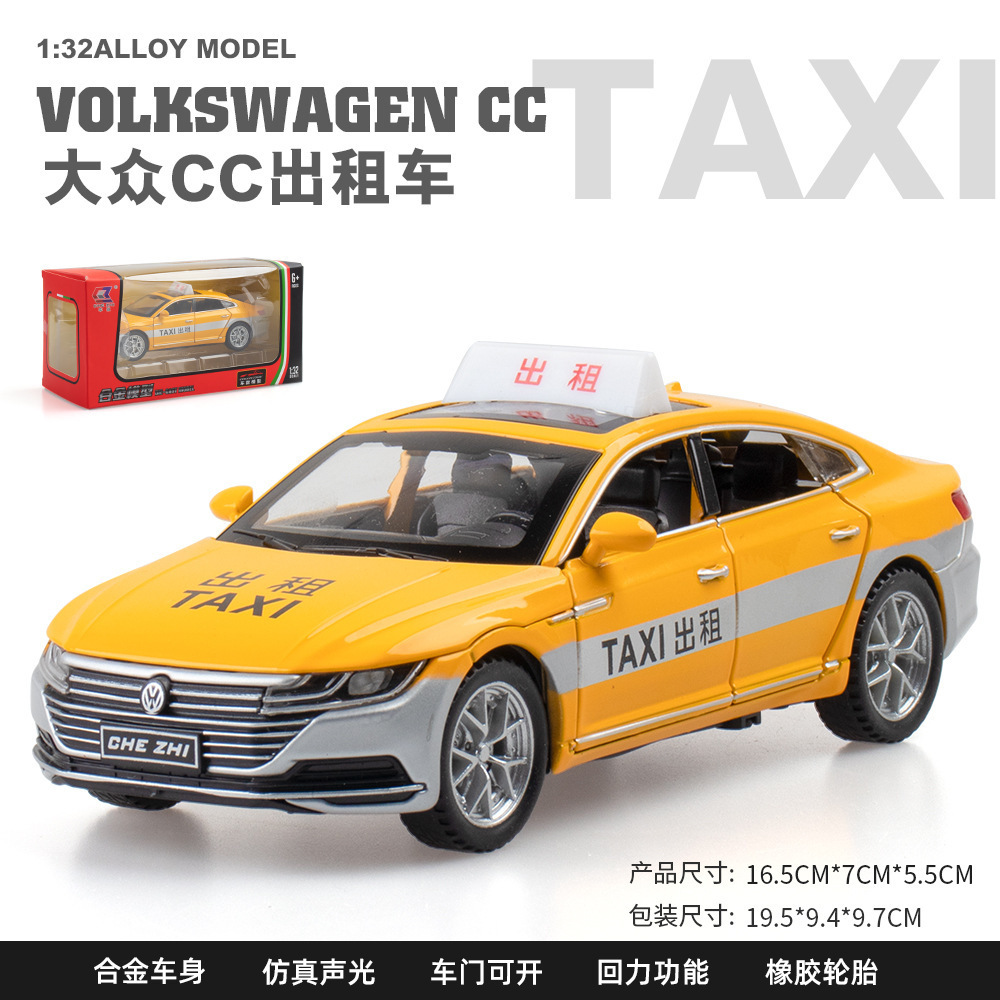 Coche de aleación modelo de coche 1:32 Volkswagen CC taxi Tire hacia atrás con sonido niño juguete coche modelo decoración colección