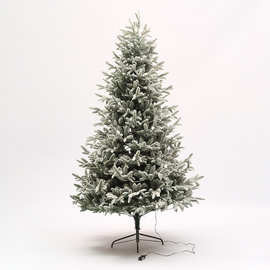 跨境落雪圣诞树仿真植绒松树圣诞节摆件装饰树可发光气氛道具批发