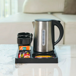 Fábrica directa de hervidor de agua eléctrica de hotel pequeño kettle 304 kettle de acero inoxidable set bandeja