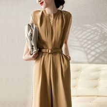 の笑涵阁 时髦气质大长腿 醋酸阔腿裤连体裤女夏季长裤KZ193133MG