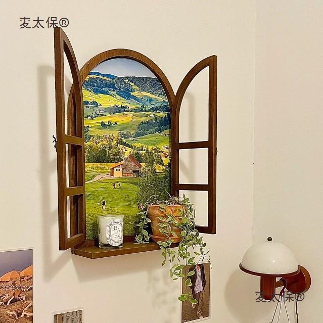 Wooden Window Frame Shape Old Fake Window Wall Props Blackboard Photography B&B Store Message Board Garden Metabo