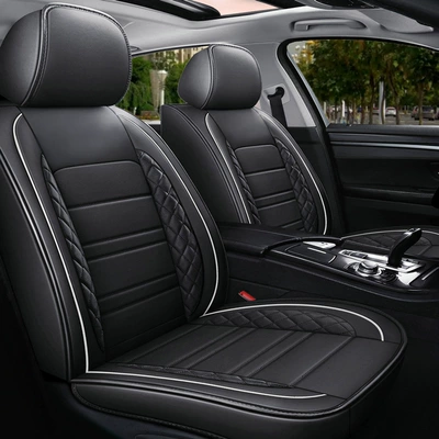 Car Seat Covers, Full Set for Five-Seater Vehicles, Universal Seat Cushions, Complete Leather Seat Covers, Factory Direct Shipping, Full Coverage (Universal seat cover) - black-whiteuniversal-for-five-seater-cars-general
