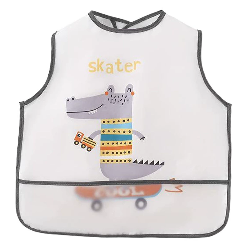 Детский халат для еды, осенне-зимний мультяшный водонепроницаемый и негрязный тонкий детский халат с обратным переодеванием, одежда для еды с рукавами