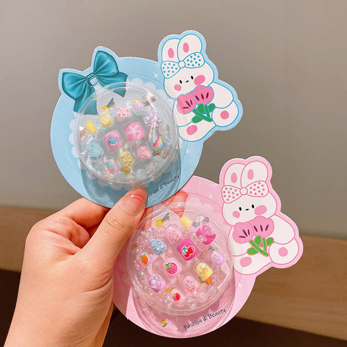 Children's Nail Art Stickers Cartoon Cute Patterns Removable Nail Pieces Little Girl Children's Day Gift Handmade Jewelry Set Box