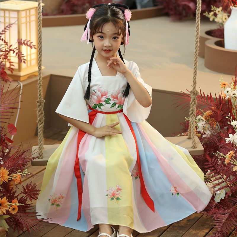 Children's Hanfu Western style original ancient costume short Chinese style Princess Chinese style performance full set Tang dynasty thin dress