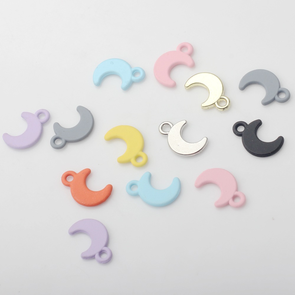 简约韩版喷漆彩色月亮挂件diy手工手链耳环吊坠饰品配件