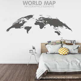 world map 图案自粘可移除PVC墙贴 贴纸 车贴  门贴 家居装饰客厅
