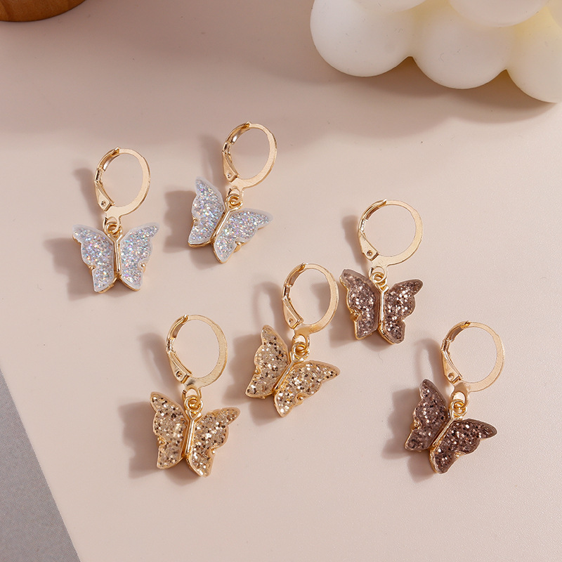 Fashion Butterfly Element Drip Oil Sequin Alloy Earrings display picture 3