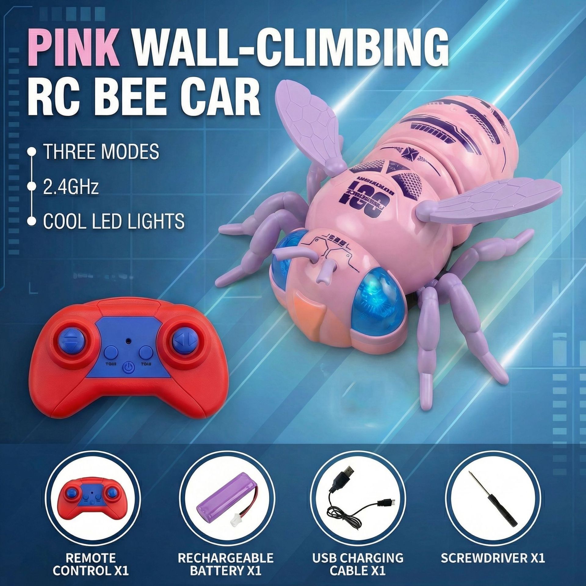 Transfronterizos de escalada de pared gigante araña abeja control remoto camión acrobacias de succión de pared rastreo coche de control remoto para niños
