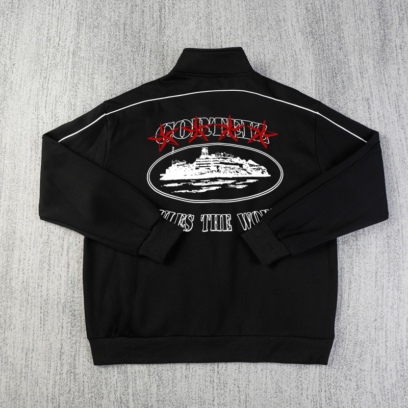 Corteiz 3 Star Crest Track Jacket Black