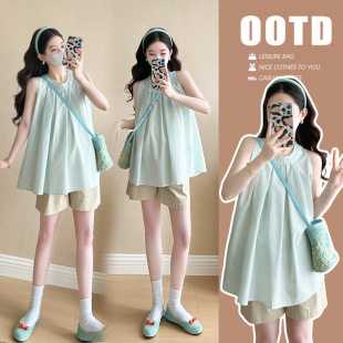 Pregnant Women's New Fashion Summer High-end Wear Vest Doll Top for Pregnant Women's suit