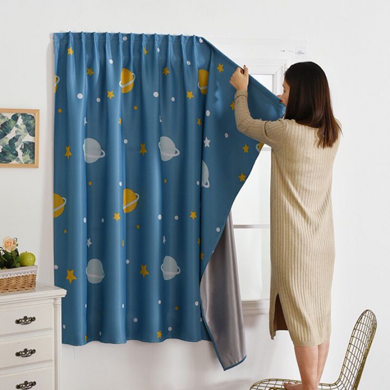 Trendy No-Drill Magic Tape Blackout Curtains Ready-Made Blackout Fabric Curtains for Small Bay Windows, Sunshade for Children's Dormitory Bedroom Trendy No-Drill Magic Tape Blackout Curtains Ready-Made Blackout Fabric Curtains for Small Bay Windows, Sunshade for Children's Dormitory Bedroom