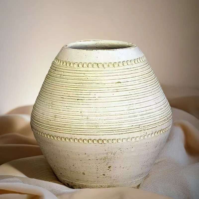 와비사비 스타일 수제 도자기 꽃병, 특대형 자주색 점토 화분, 통기성 도자기 항아리, 말린 꽃꽂이용 고급 화분