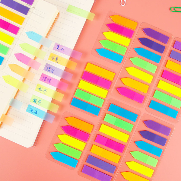 Fluorescent color convenience sticker PET strip color index stickers…