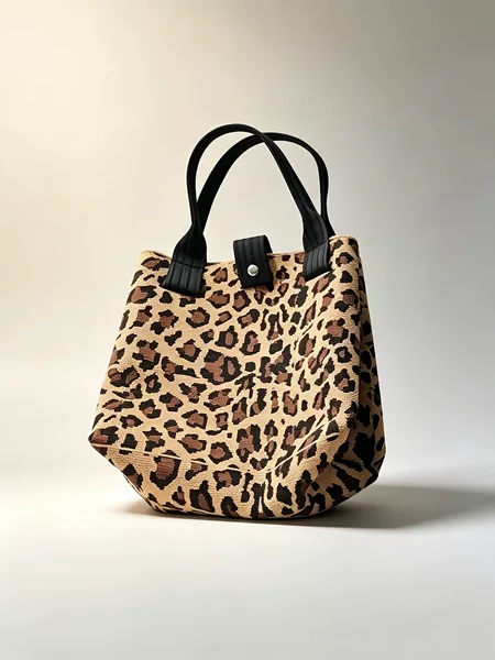 New cross-border leopard print knitted handbag, fashionable knitted bag, simple and elegant casual handbag, portable bag for women