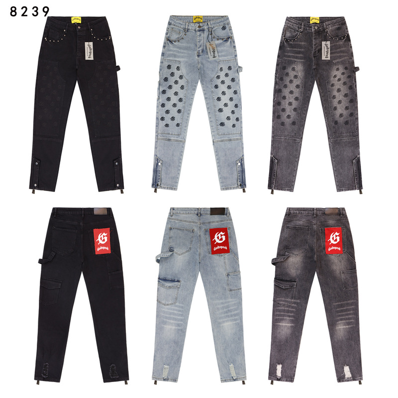 25 Cross-Border Foreign Trade God American Fashion High Street Rock Band Washed Vintage Embroidered Men's Denim Flared Pants